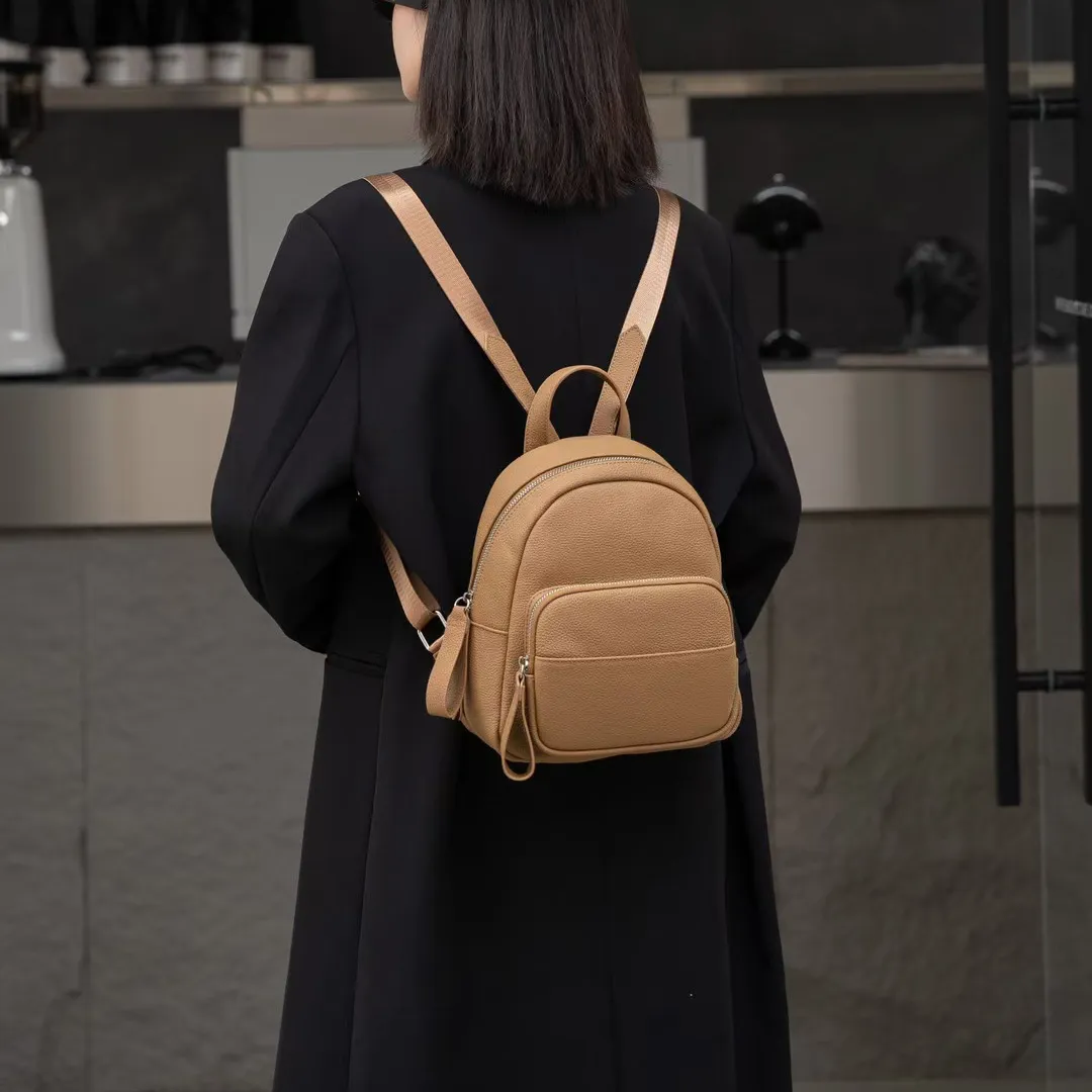 Women's Genuine Leather Backpack, Top Layer Cowhide Togo Leather, Simple Commuter Travel Schoolbag, Elegant All-Match Design, Ladies Fashion Backpack thumbnail 8