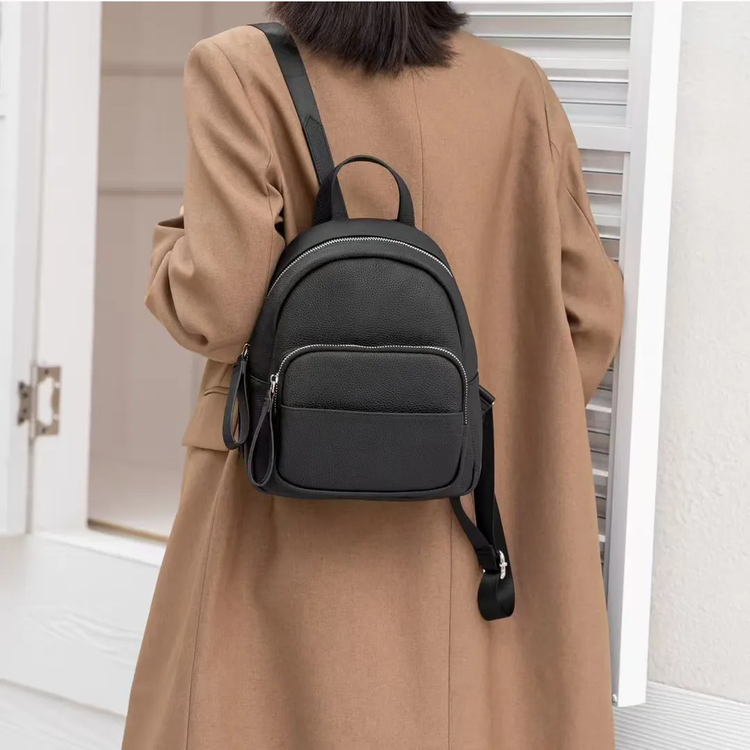 Women's Genuine Leather Backpack, Top Layer Cowhide Togo Leather, Simple Commuter Travel Schoolbag, Elegant All-Match Design, Ladies Fashion Backpack thumbnail 9