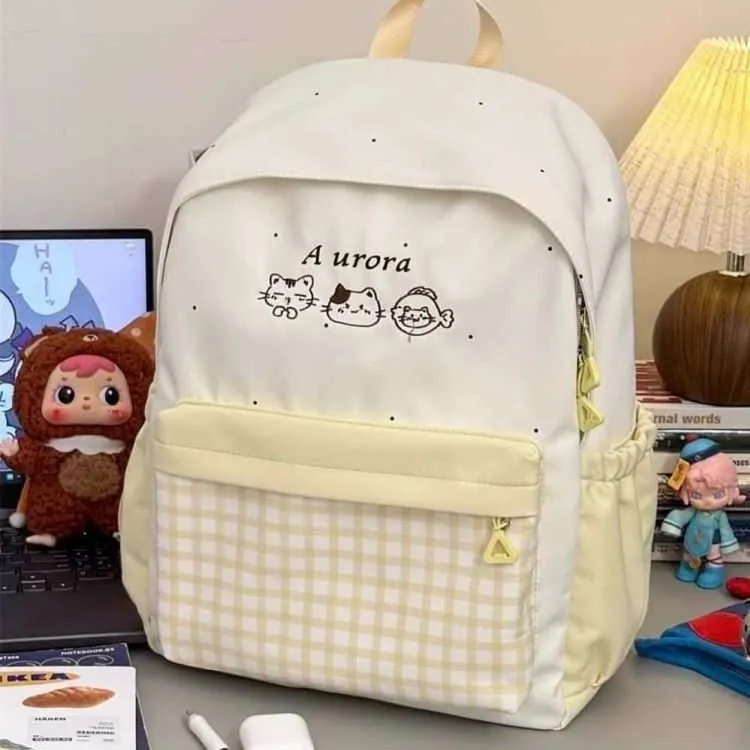 Cute Plaid Backpack for Girls - Japanese Style Schoolbag for Junior High, Primary, and College Students - Small Fresh Design thumbnail 1
