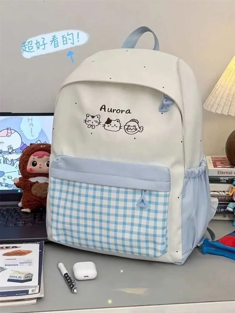 Cute Plaid Backpack for Girls - Japanese Style Schoolbag for Junior High, Primary, and College Students - Small Fresh Design thumbnail 9