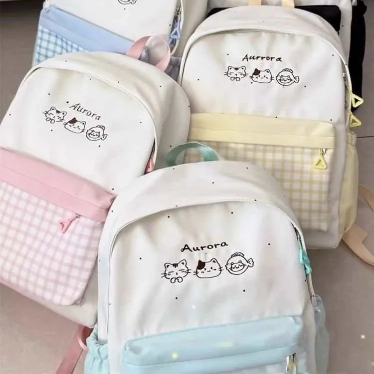 Cute Plaid Backpack for Girls - Japanese Style Schoolbag for Junior High, Primary, and College Students - Small Fresh Design thumbnail 4