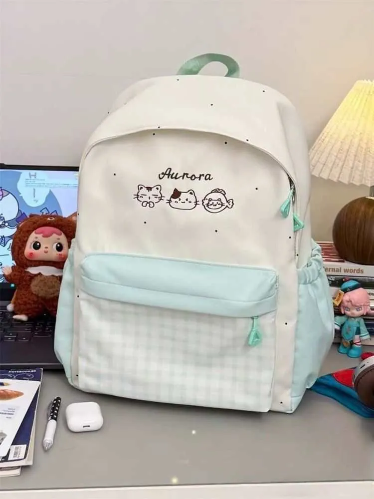 Cute Plaid Backpack for Girls - Japanese Style Schoolbag for Junior High, Primary, and College Students - Small Fresh Design thumbnail 6