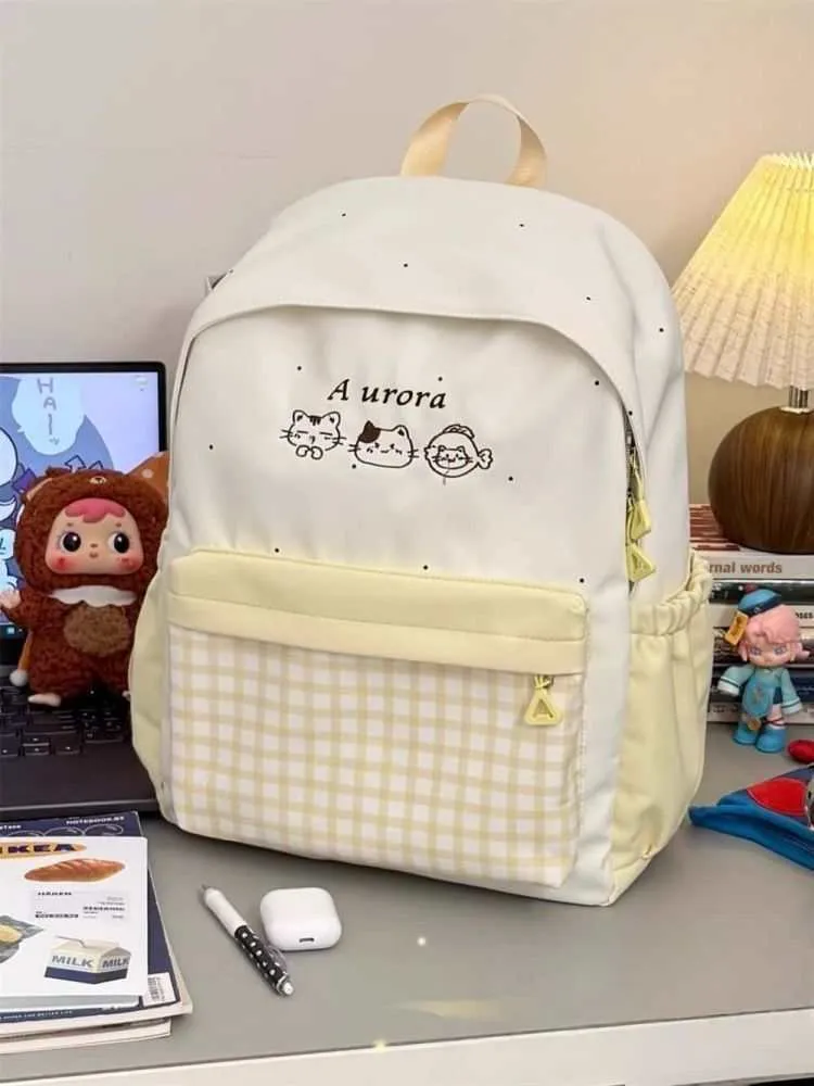 Cute Plaid Backpack for Girls - Japanese Style Schoolbag for Junior High, Primary, and College Students - Small Fresh Design showcase 10