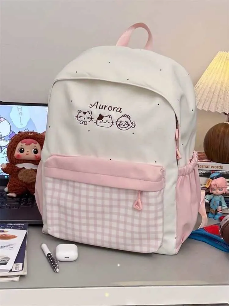 Cute Plaid Backpack for Girls - Japanese Style Schoolbag for Junior High, Primary, and College Students - Small Fresh Design showcase 9