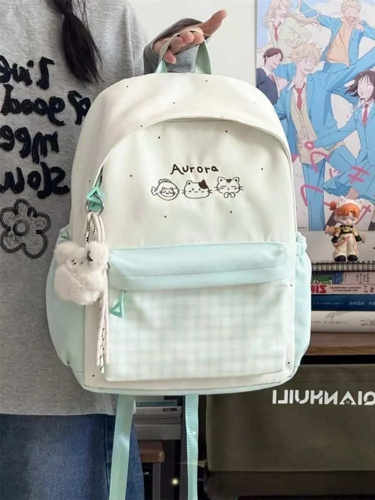 Cute Plaid Backpack for Girls - Japanese Style Schoolbag for Junior High, Primary, and College Students - Small Fresh Design showcase 13