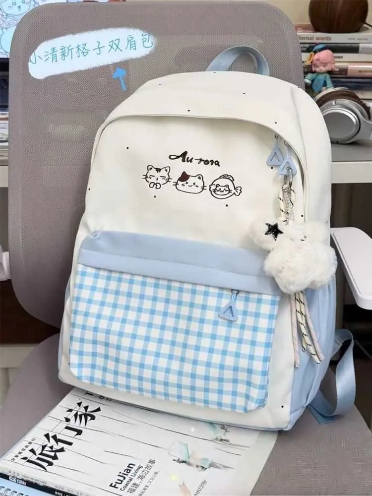 Cute Plaid Backpack for Girls - Japanese Style Schoolbag for Junior High, Primary, and College Students - Small Fresh Design showcase 6
