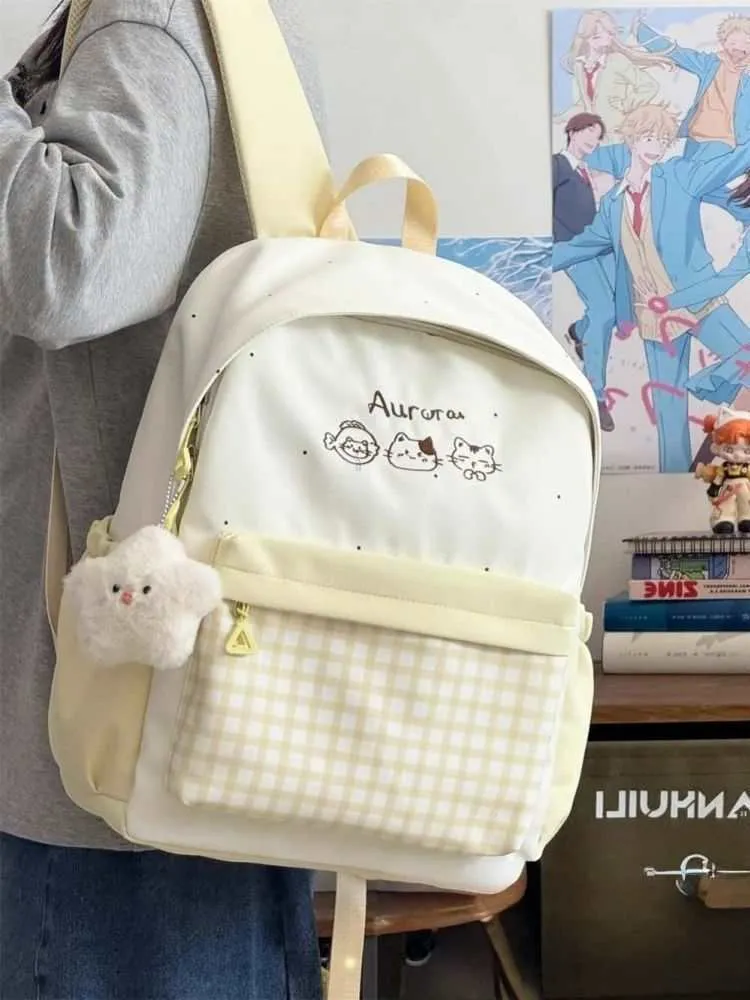 Cute Plaid Backpack for Girls - Japanese Style Schoolbag for Junior High, Primary, and College Students - Small Fresh Design showcase 4