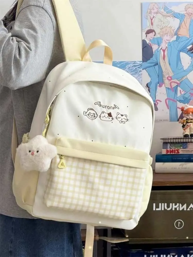 Cute Plaid Backpack for Girls - Japanese Style Schoolbag for Junior High, Primary, and College Students - Small Fresh Design showcase 14