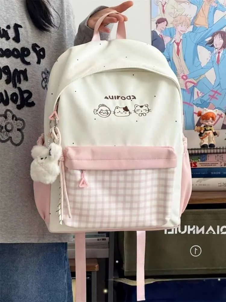 Cute Plaid Backpack for Girls - Japanese Style Schoolbag for Junior High, Primary, and College Students - Small Fresh Design showcase 15
