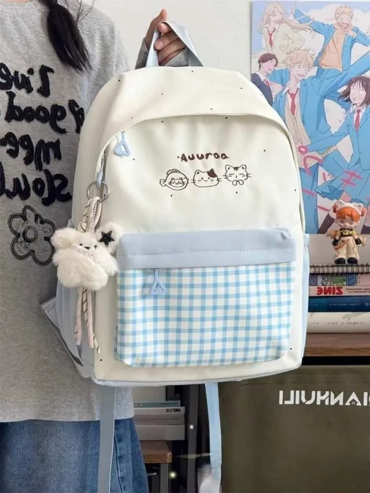 Cute Plaid Backpack for Girls - Japanese Style Schoolbag for Junior High, Primary, and College Students - Small Fresh Design showcase 18