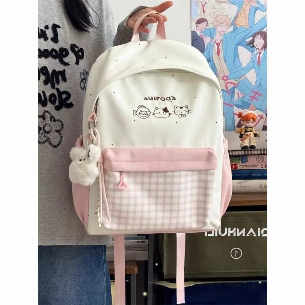 Cute Plaid Backpack for Girls - Japanese Style Schoolbag for Junior High, Primary, and College Students - Small Fresh Design showcase 1