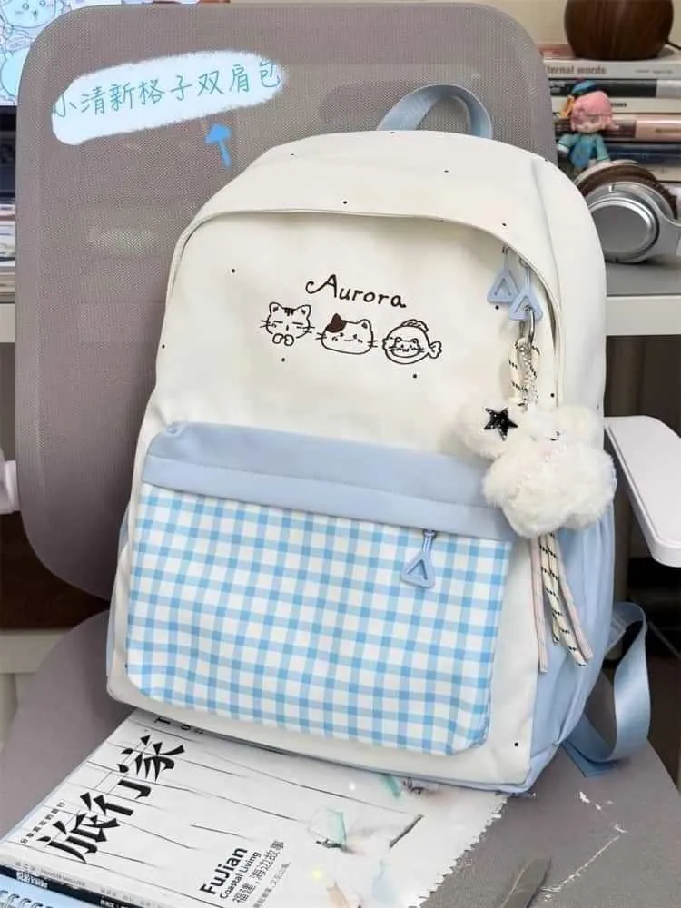 Cute Plaid Backpack for Girls - Japanese Style Schoolbag for Junior High, Primary, and College Students - Small Fresh Design showcase 19