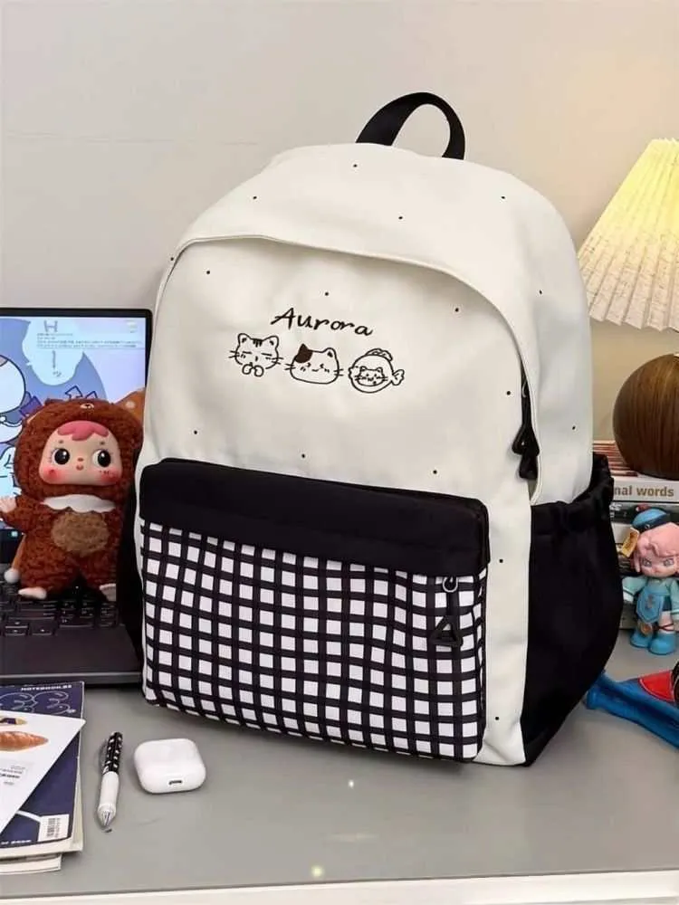Cute Plaid Backpack for Girls - Japanese Style Schoolbag for Junior High, Primary, and College Students - Small Fresh Design showcase 7