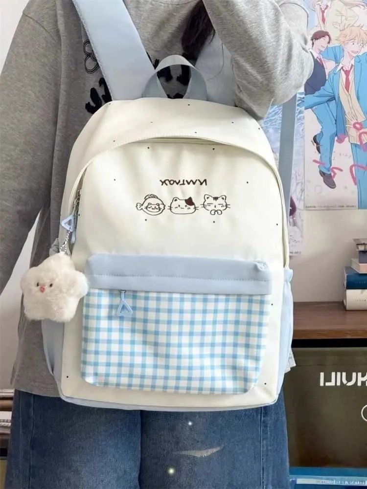 Cute Plaid Backpack for Girls - Japanese Style Schoolbag for Junior High, Primary, and College Students - Small Fresh Design showcase 16