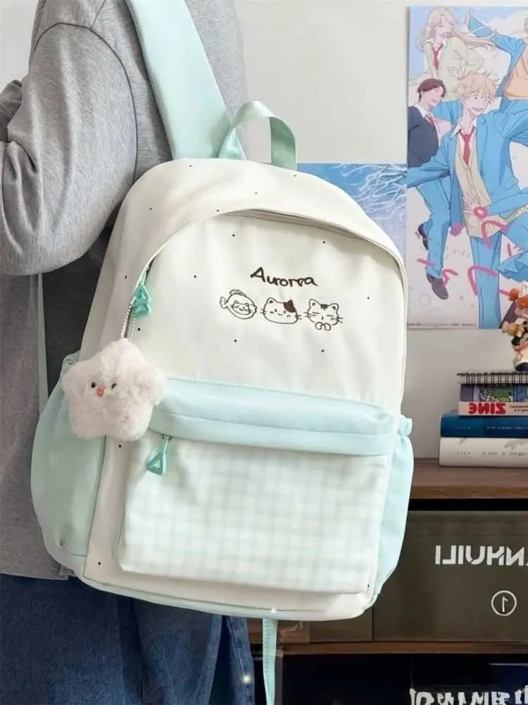 Cute Plaid Backpack for Girls - Japanese Style Schoolbag for Junior High, Primary, and College Students - Small Fresh Design showcase 12