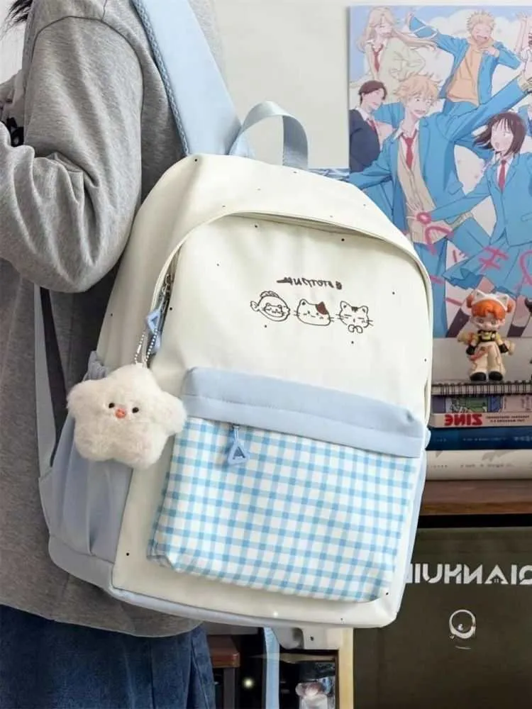 Cute Plaid Backpack for Girls - Japanese Style Schoolbag for Junior High, Primary, and College Students - Small Fresh Design showcase 17