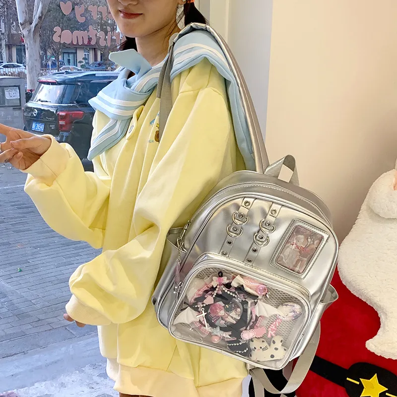 Women's Transparent Backpack 2025 - Large Capacity PU Shoulder Bag for College Students - Stylish, Durable, and Comfortable thumbnail 1