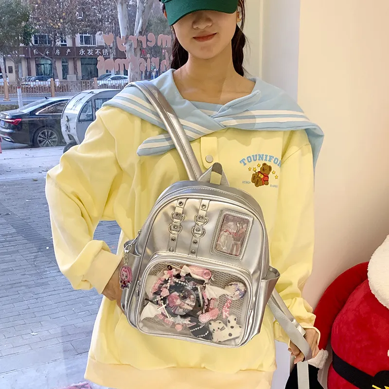 Women's Transparent Backpack 2025 - Large Capacity PU Shoulder Bag for College Students - Stylish, Durable, and Comfortable thumbnail 4