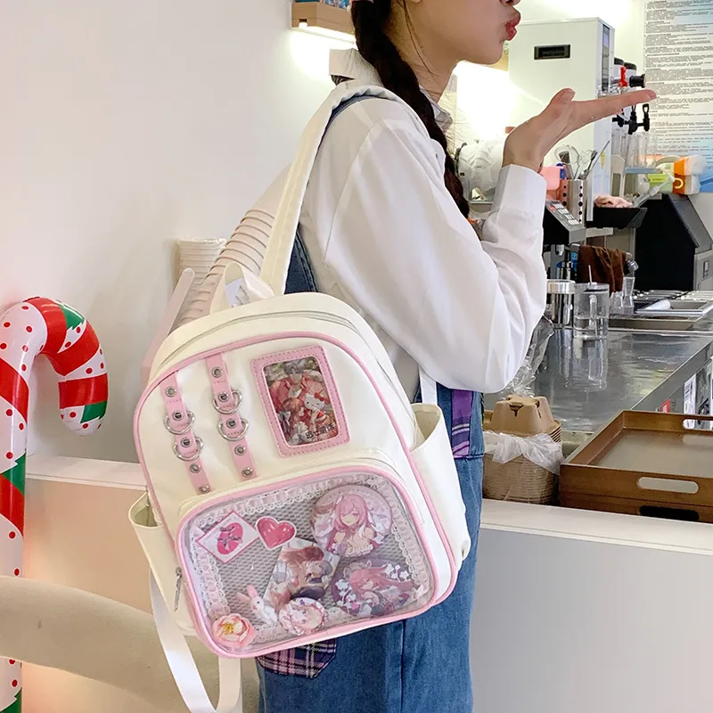 Women's Transparent Backpack 2025 - Large Capacity PU Shoulder Bag for College Students - Stylish, Durable, and Comfortable thumbnail 9