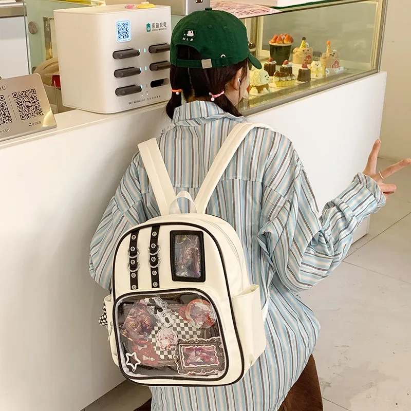 Women's Transparent Backpack 2025 - Large Capacity PU Shoulder Bag for College Students - Stylish, Durable, and Comfortable thumbnail 7
