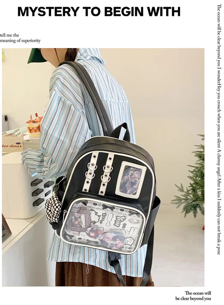 Women's Transparent Backpack 2025 - Large Capacity PU Shoulder Bag for College Students - Stylish, Durable, and Comfortable showcase 4
