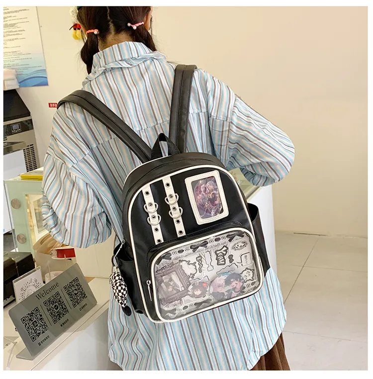 Women's Transparent Backpack 2025 - Large Capacity PU Shoulder Bag for College Students - Stylish, Durable, and Comfortable showcase 3