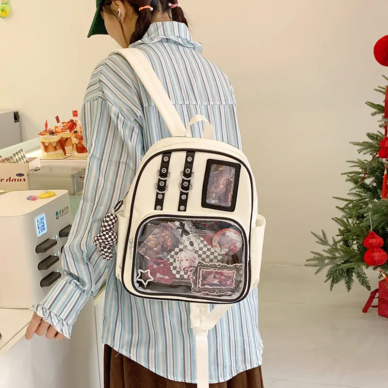 Women's Transparent Backpack 2025 - Large Capacity PU Shoulder Bag for College Students - Stylish, Durable, and Comfortable thumbnail 2