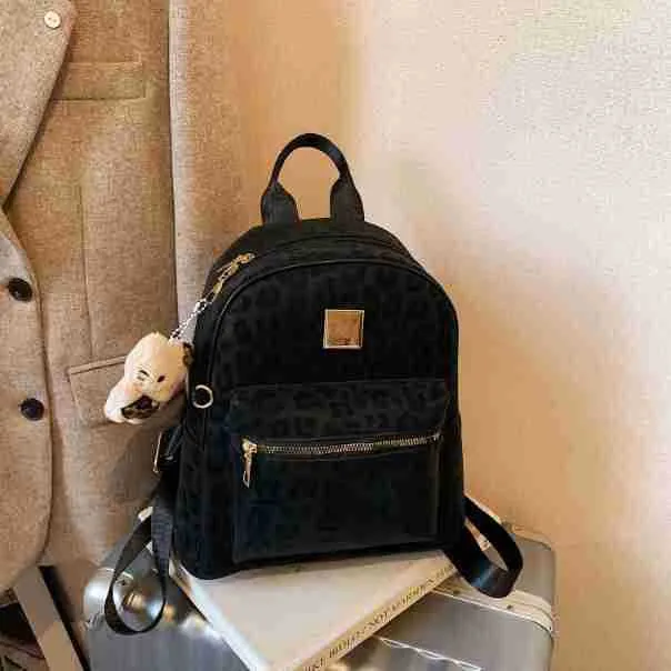 Leopard Print Backpack Lightweight Small Trendy Large Capacity Shoulder Bag Women's Travel Commute Bag thumbnail 2