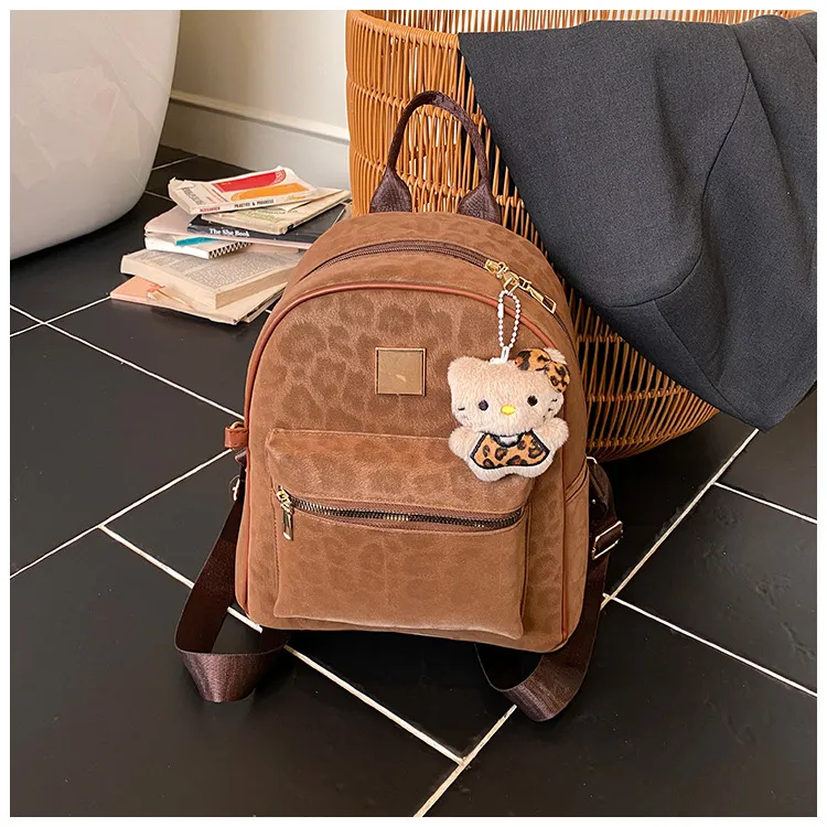 Leopard Print Backpack Lightweight Small Trendy Large Capacity Shoulder Bag Women's Travel Commute Bag showcase 20