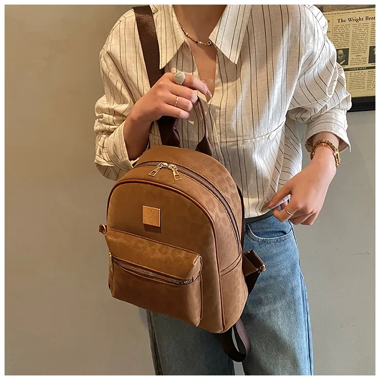 Leopard Print Backpack Lightweight Small Trendy Large Capacity Shoulder Bag Women's Travel Commute Bag showcase 14