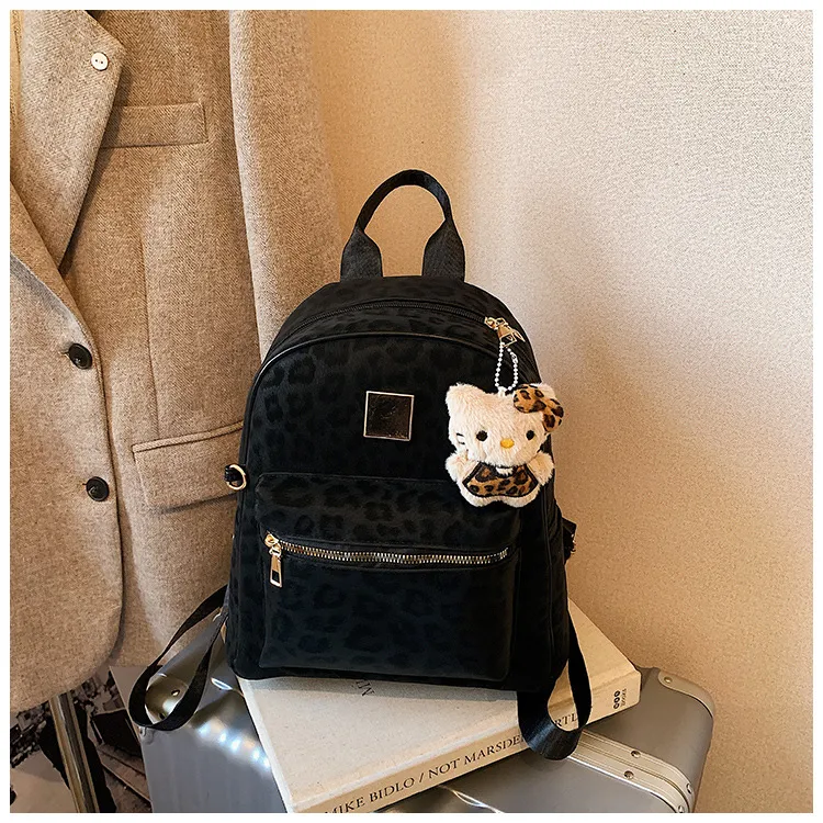 Leopard Print Backpack Lightweight Small Trendy Large Capacity Shoulder Bag Women's Travel Commute Bag showcase 18