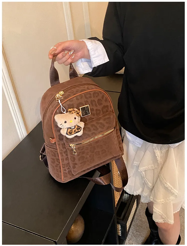 Leopard Print Backpack Lightweight Small Trendy Large Capacity Shoulder Bag Women's Travel Commute Bag showcase 10
