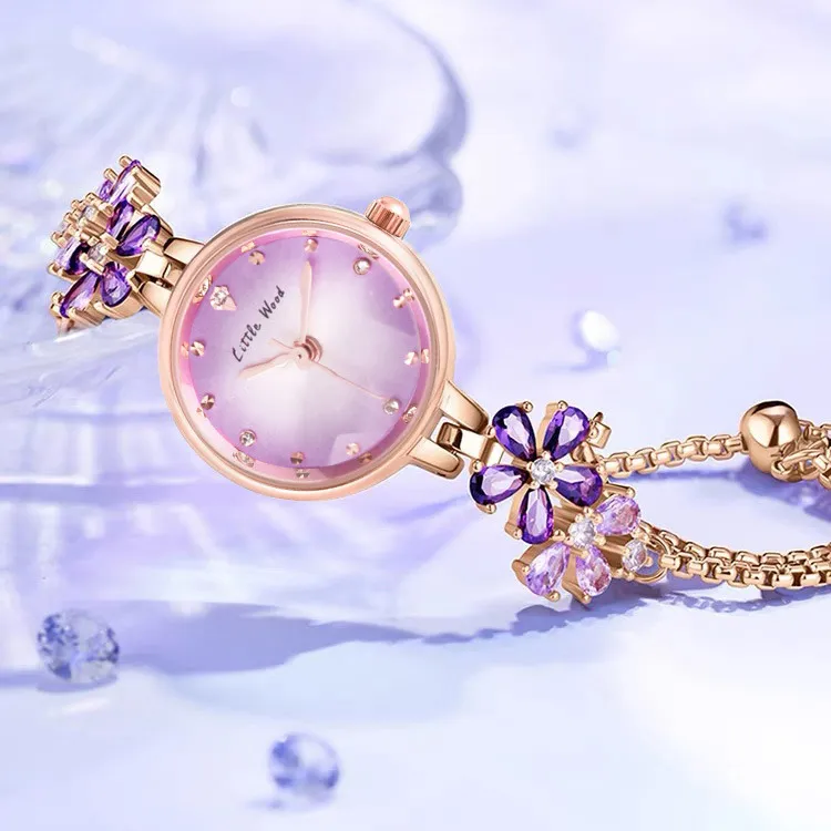 Women's Violet Quartz Watch - Elegant, Waterproof, Fashionable Bracelet Watch for Ladies, High-End Niche Design, Light Luxury Style, Decorative Wristwatch thumbnail 1