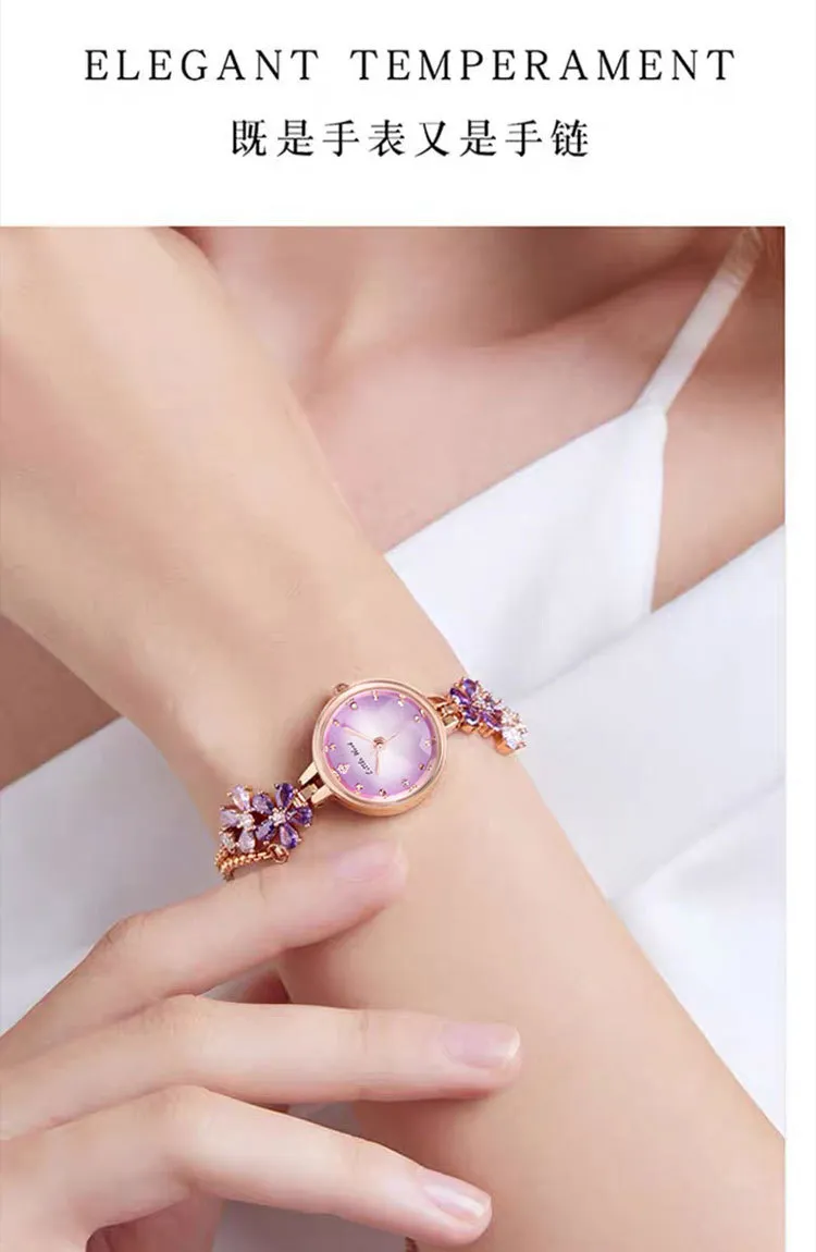 Women's Violet Quartz Watch - Elegant, Waterproof, Fashionable Bracelet Watch for Ladies, High-End Niche Design, Light Luxury Style, Decorative Wristwatch showcase 4