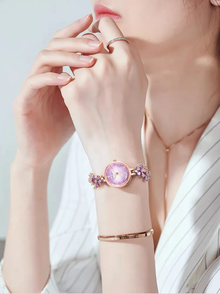 Women's Violet Quartz Watch - Elegant, Waterproof, Fashionable Bracelet Watch for Ladies, High-End Niche Design, Light Luxury Style, Decorative Wristwatch showcase 6