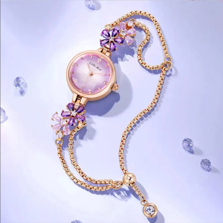 Women's Violet Quartz Watch - Elegant, Waterproof, Fashionable Bracelet Watch for Ladies, High-End Niche Design, Light Luxury Style, Decorative Wristwatch showcase 10