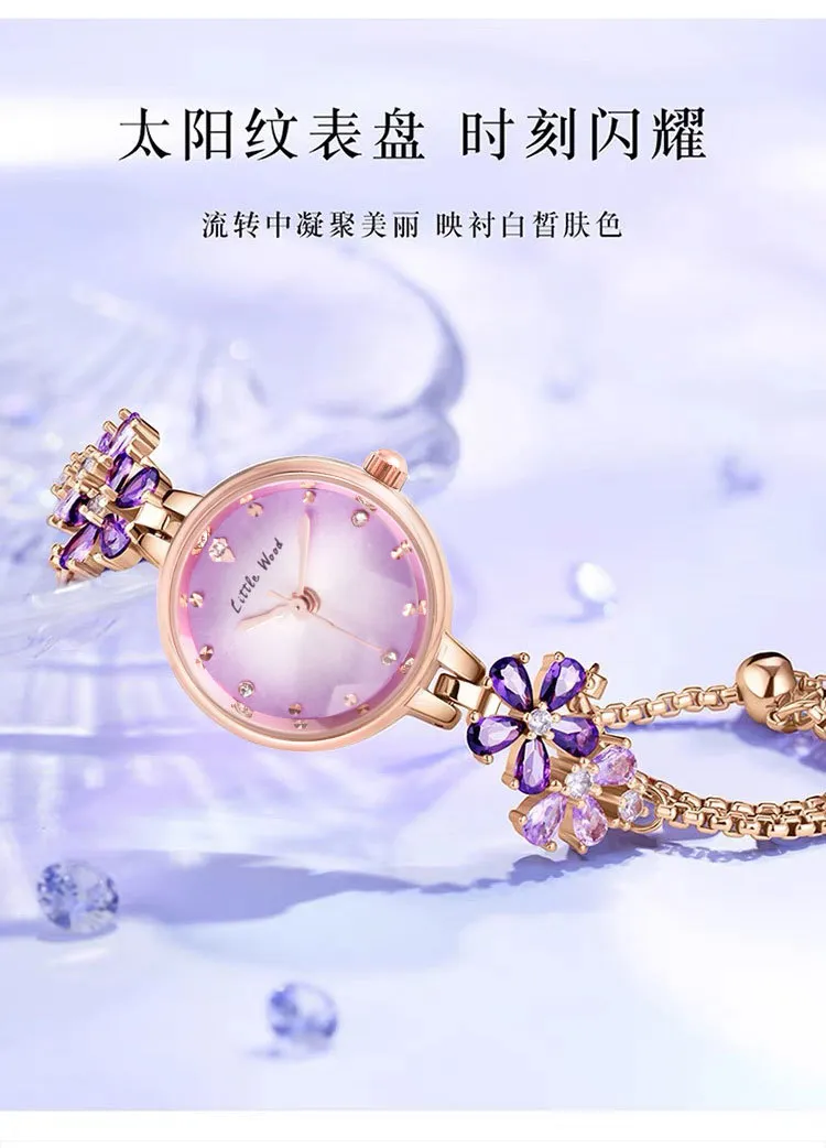 Women's Violet Quartz Watch - Elegant, Waterproof, Fashionable Bracelet Watch for Ladies, High-End Niche Design, Light Luxury Style, Decorative Wristwatch showcase 3