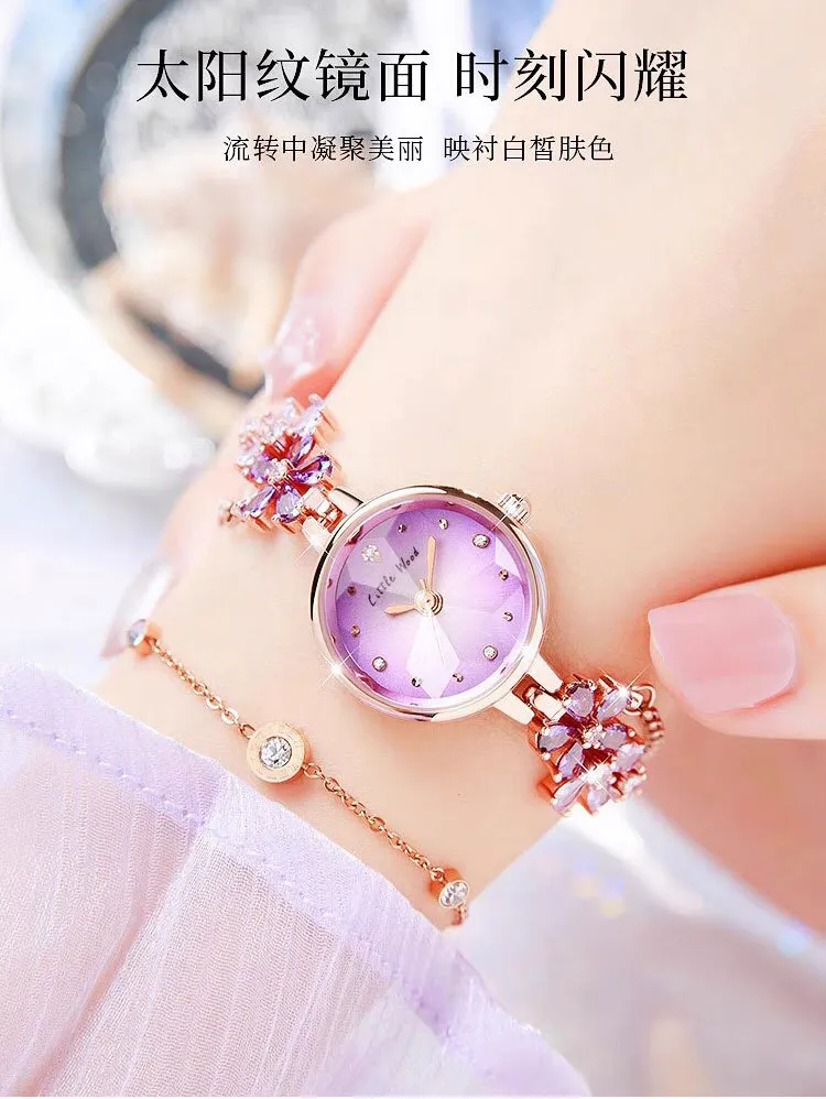 Women's Violet Quartz Watch - Elegant, Waterproof, Fashionable Bracelet Watch for Ladies, High-End Niche Design, Light Luxury Style, Decorative Wristwatch showcase 18