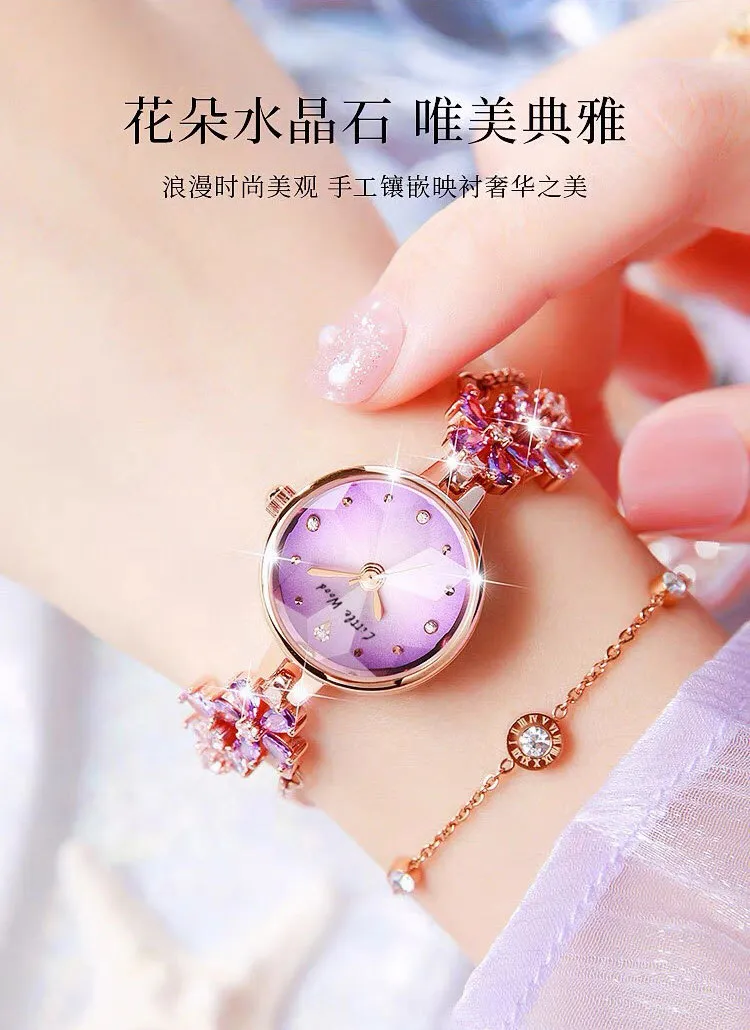 Women's Violet Quartz Watch - Elegant, Waterproof, Fashionable Bracelet Watch for Ladies, High-End Niche Design, Light Luxury Style, Decorative Wristwatch showcase 13