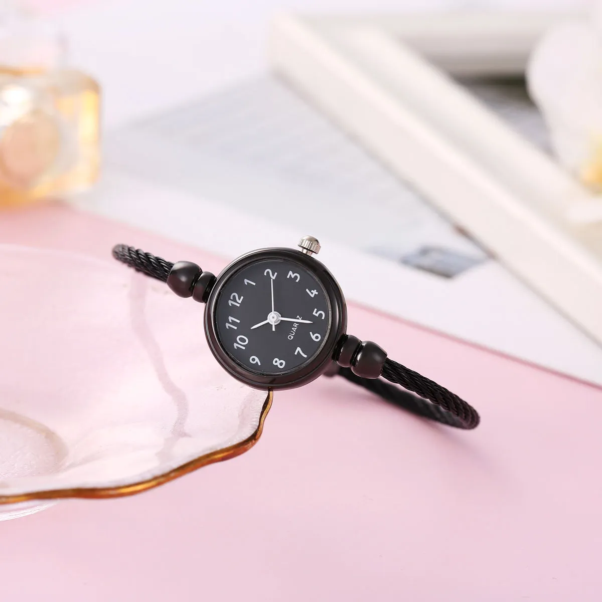 Women's Casual Quartz Watch - Small, Simple, Trendy K-Style Wristwatch with Bracelet - Perfect for Students and Everyday Wear thumbnail 8