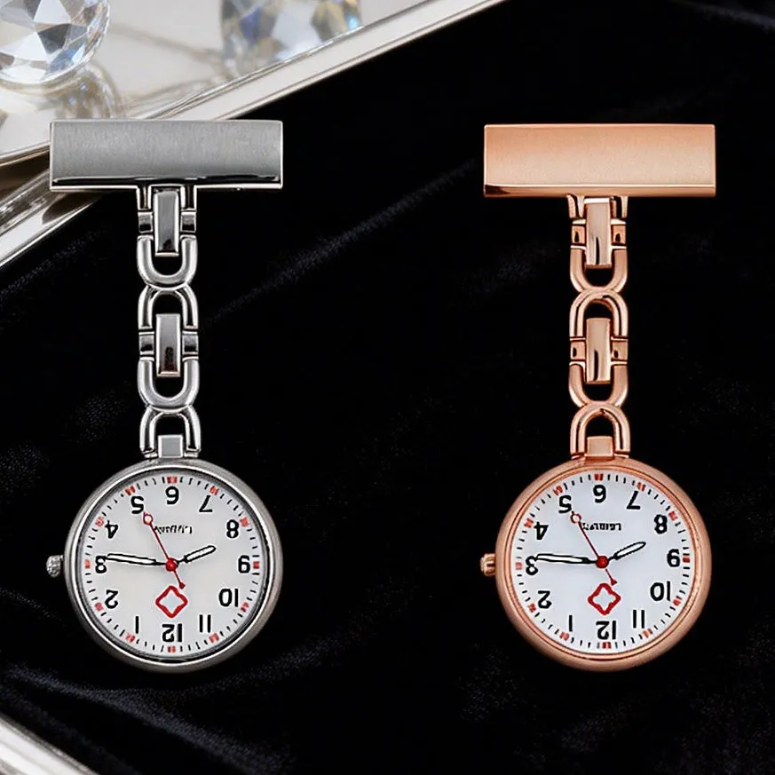 Nurse Pocket Watch with Luminous Needle, Women's Quartz Watch, Cute Student Pin Watch, Medical Professional Timepiece, Easy Read Dial, Uniform Accessory thumbnail 1
