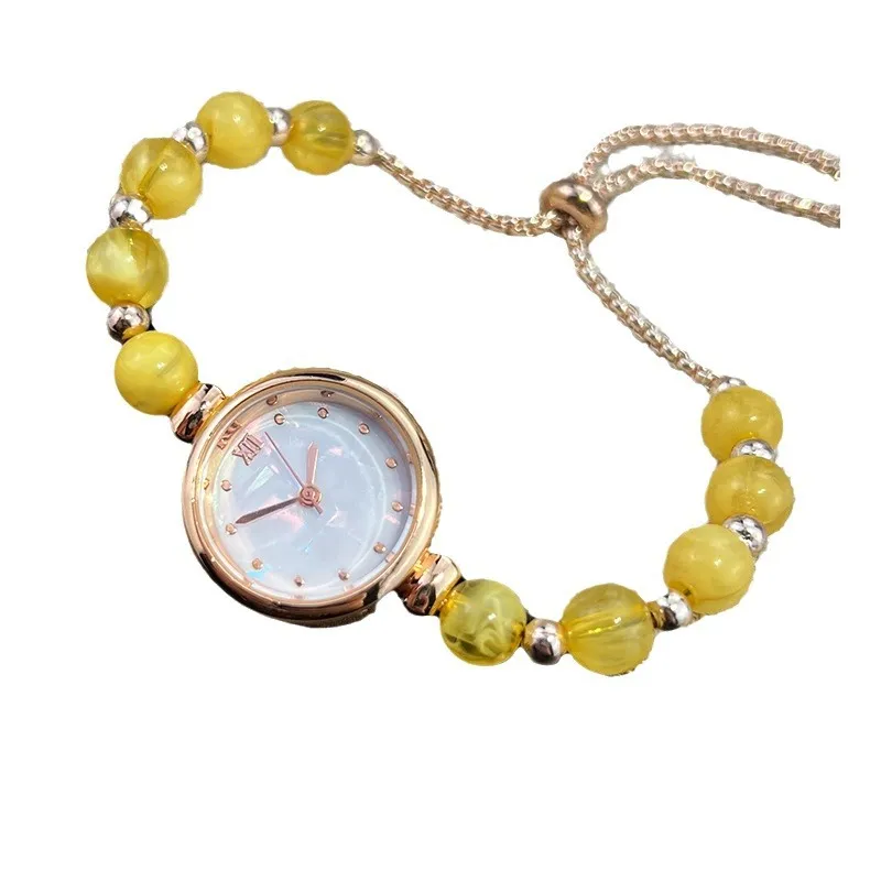 Women's Pearl Bracelet Quartz Watch - Elegant Small Dial Adjustable Wristwatch - Niche Light Luxury Fashion Jewelry for Ladies thumbnail 5