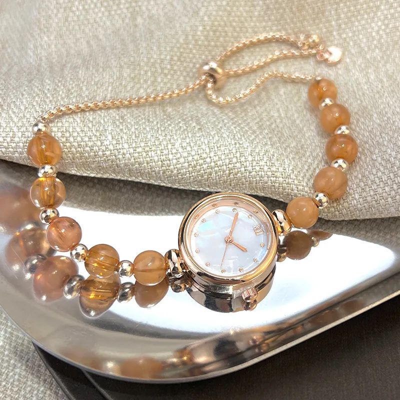 Women's Pearl Bracelet Quartz Watch - Elegant Small Dial Adjustable Wristwatch - Niche Light Luxury Fashion Jewelry for Ladies thumbnail 9
