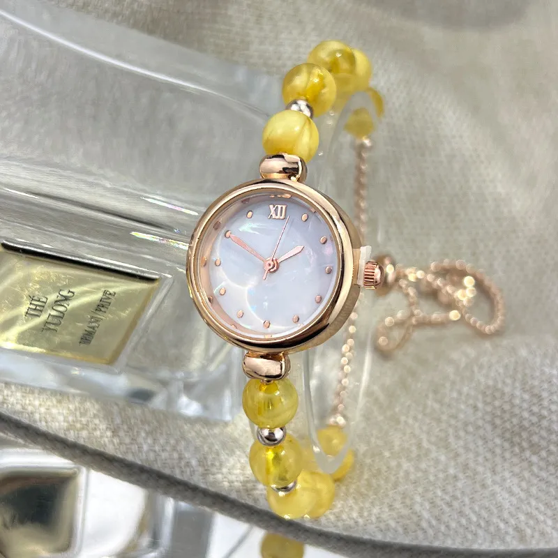 Women's Pearl Bracelet Quartz Watch - Elegant Small Dial Adjustable Wristwatch - Niche Light Luxury Fashion Jewelry for Ladies thumbnail 4