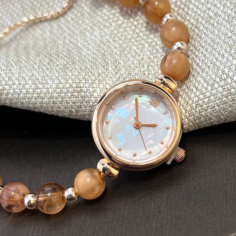 Women's Pearl Bracelet Quartz Watch - Elegant Small Dial Adjustable Wristwatch - Niche Light Luxury Fashion Jewelry for Ladies thumbnail 2