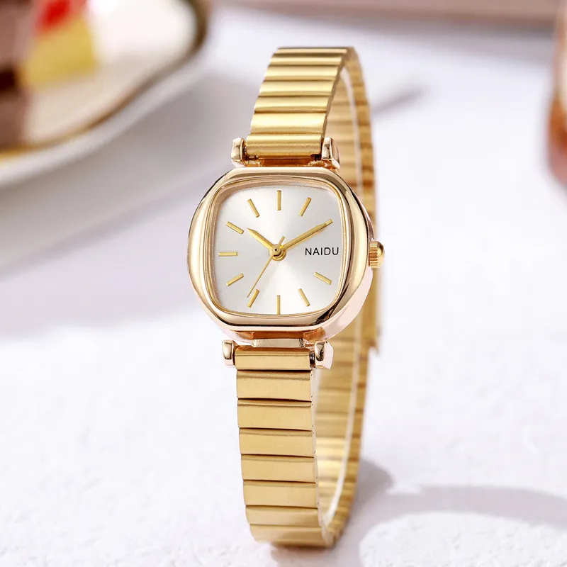 Women's Square Dial Quartz Watch - Small, Simple, Fashionable Wristwatch with Slub Band - High-End Niche Design for Ladies showcase 4