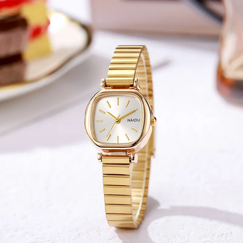 Women's Square Dial Quartz Watch - Small, Simple, Fashionable Wristwatch with Slub Band - High-End Niche Design for Ladies showcase 3