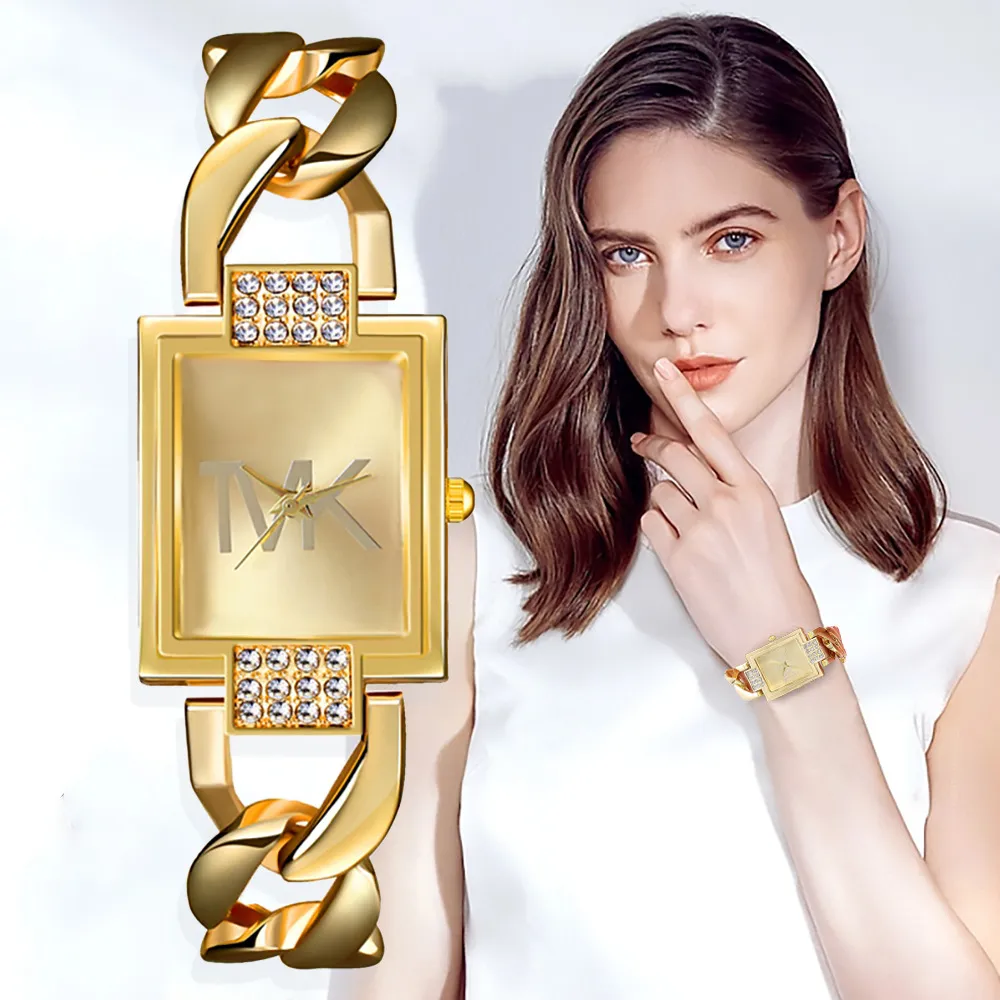 Women's Square Diamond Quartz Watch - Light Luxury Stainless Steel Bracelet Wristwatch for Casual Fashion thumbnail 1