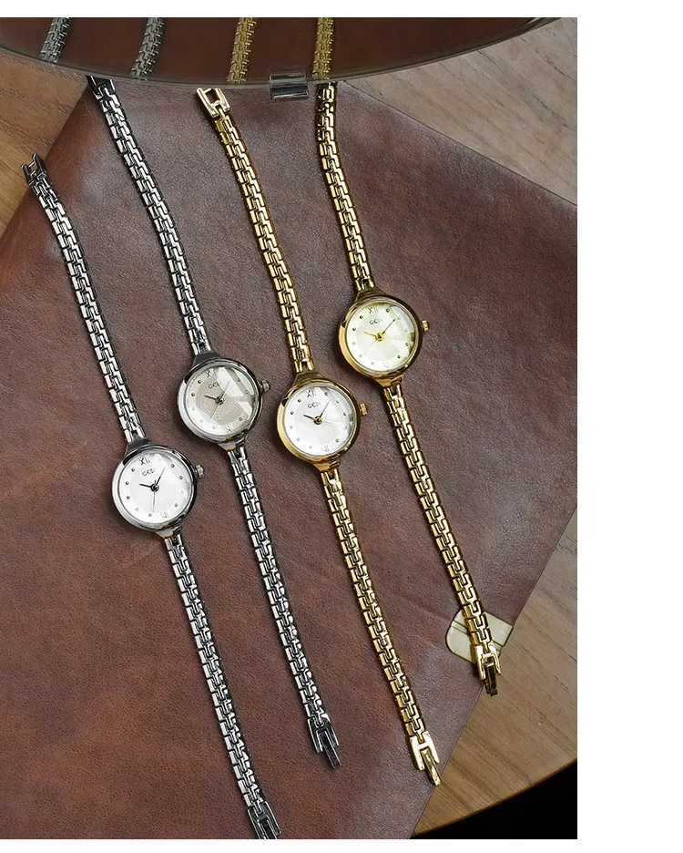 Gold Women's Quartz Bracelet Watch Waterproof Small Exquisite Luxury Niche Second-Hand Style Versatile Wristwatch for Ladies Fashion showcase 11