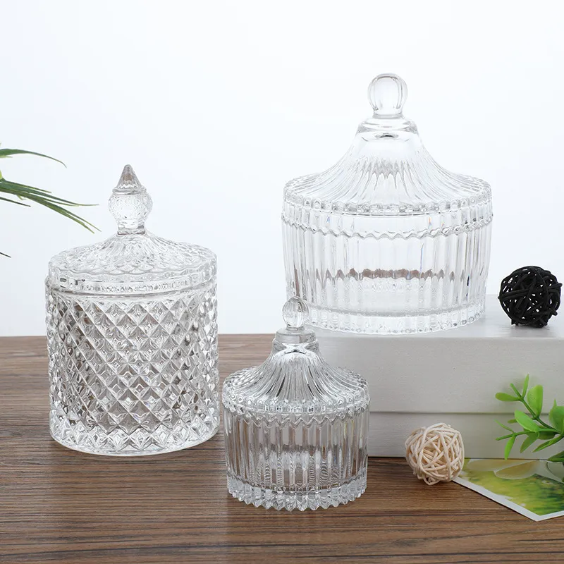 Aromatherapy Candle Container with Lid - Small Glass Jar for Soy Wax Candles, Home Decor Yurt Style Candlestick thumbnail 1